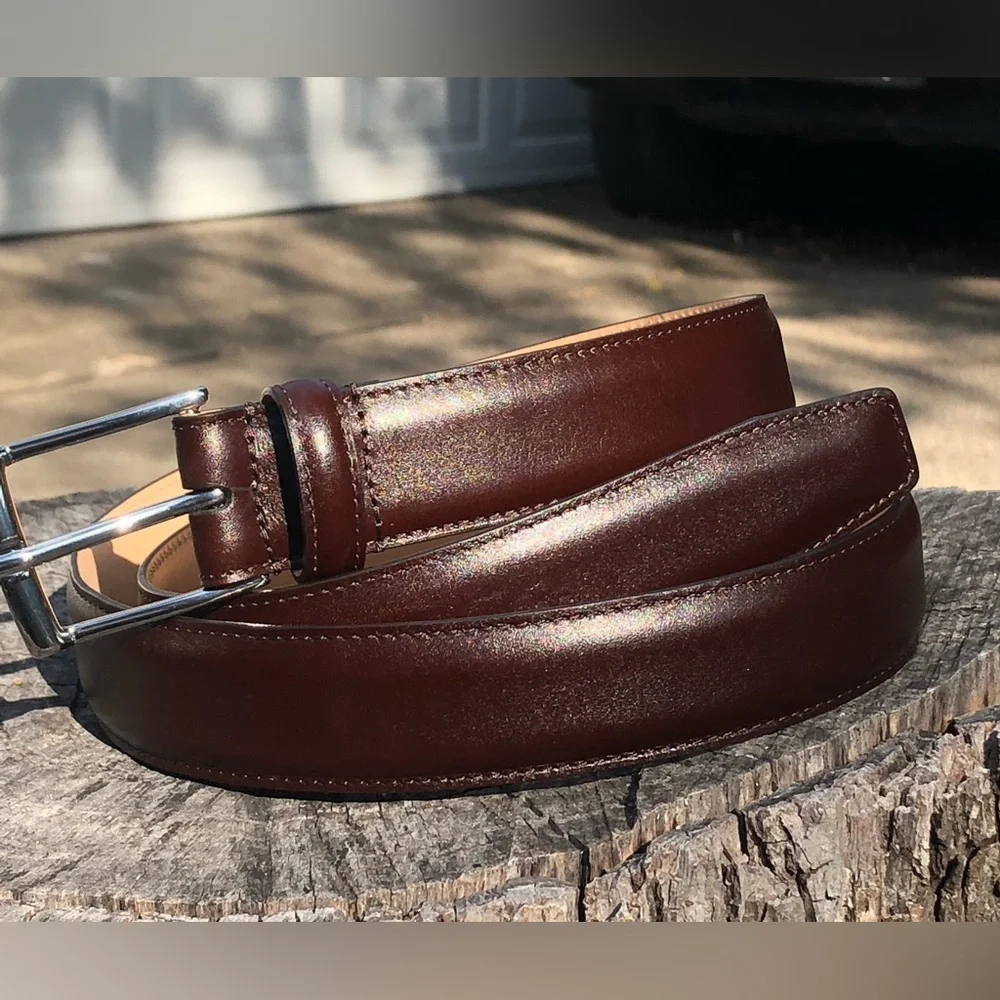 Men's Polished Brown Leather Belt - Classic Everyday Style NWOT